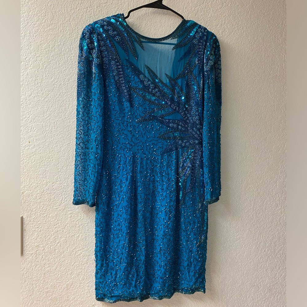 Vintage 100% Silk lining A.J Bari Petite size 6 Beaded dress